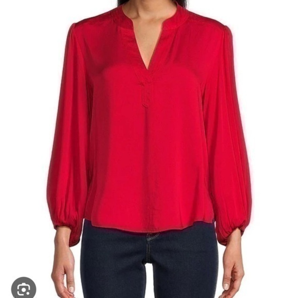 NWT Tommy Bahama Women’s Laguna Bay Satin Banded V neck blouse - Picture 6 of 6